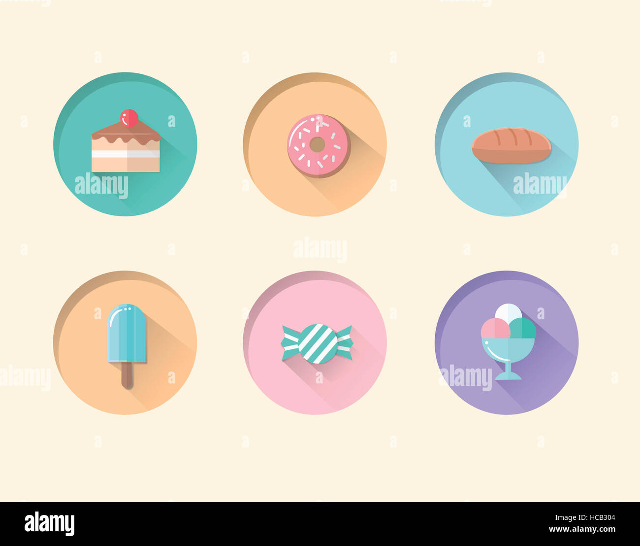 Various button icons of dessert Stock Photo - Alamy