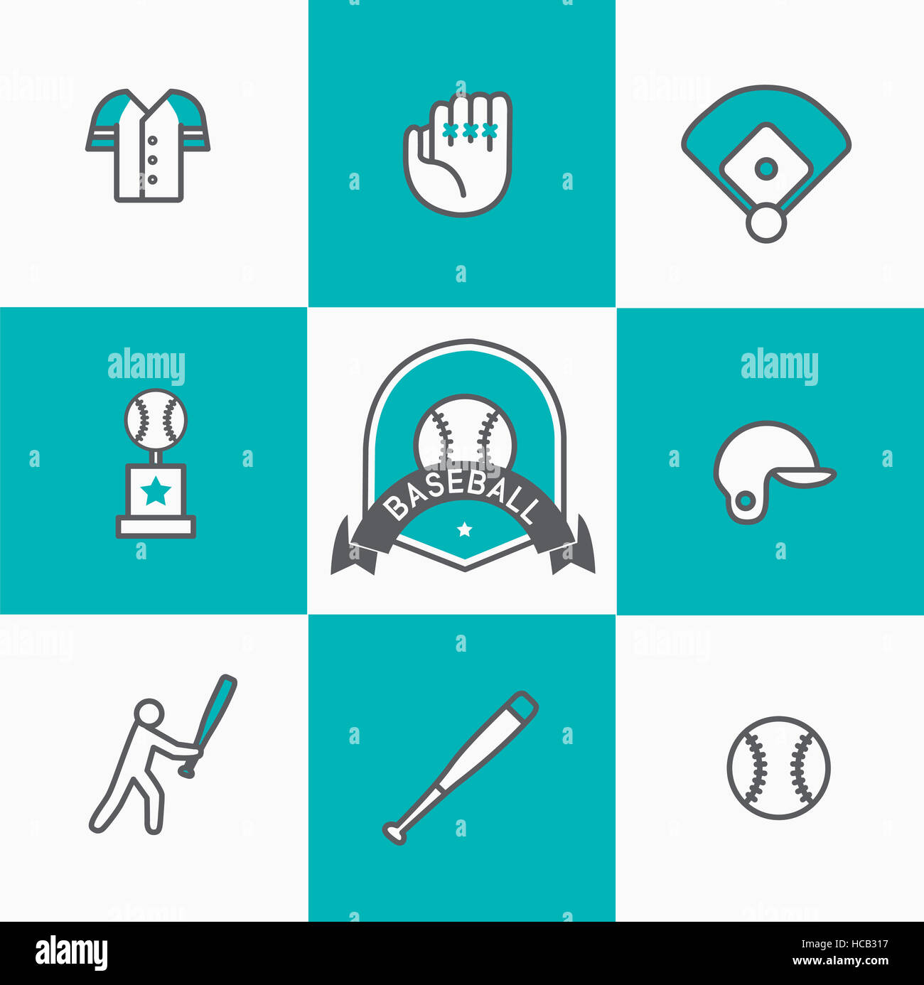 Baseball icons hi-res stock photography and images - Alamy