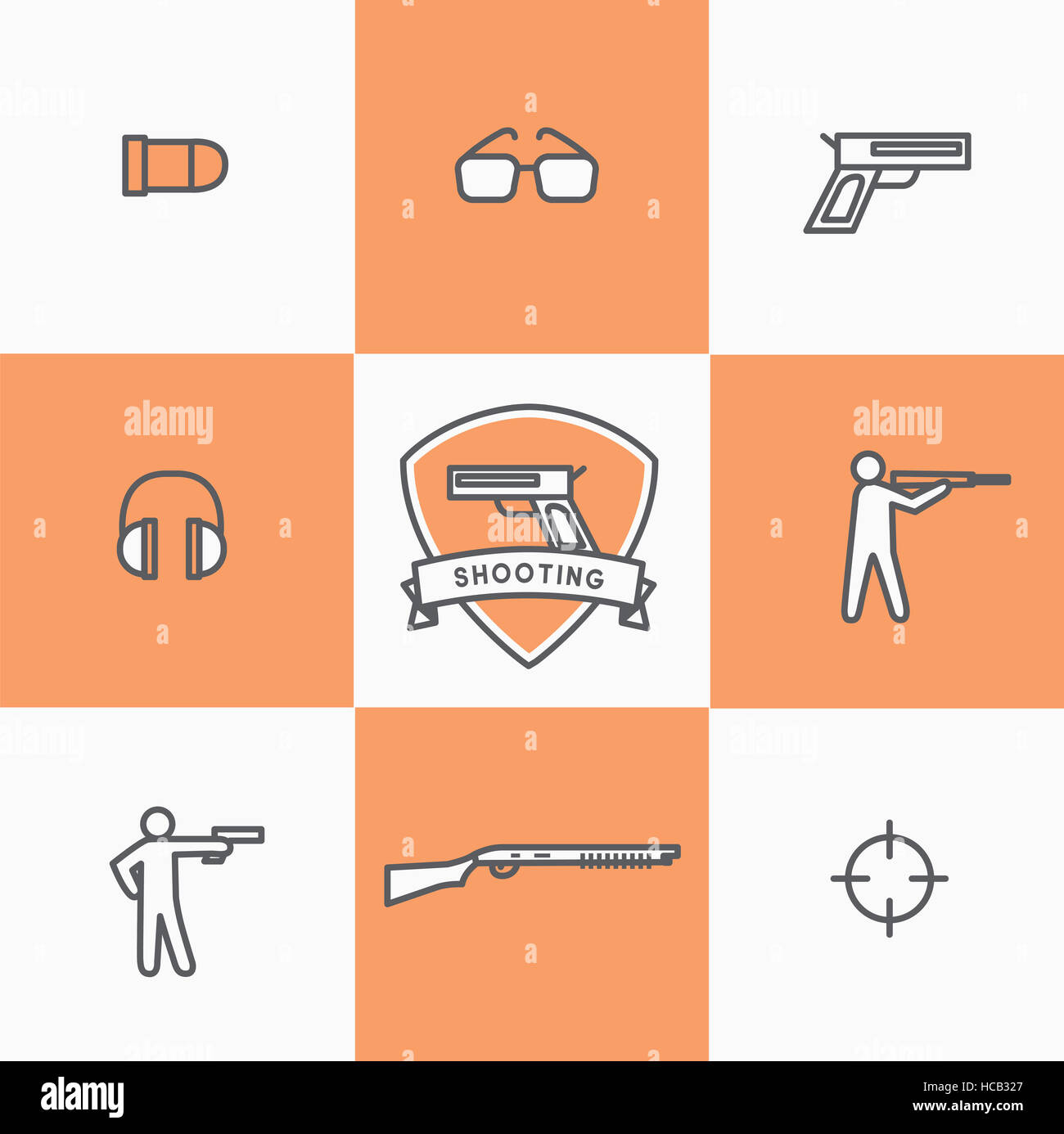Line icons related to shooting Stock Photo - Alamy