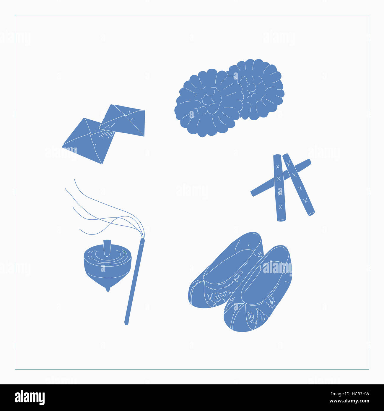 Illustration blue related to traditional Korean culture Stock Photo - Alamy