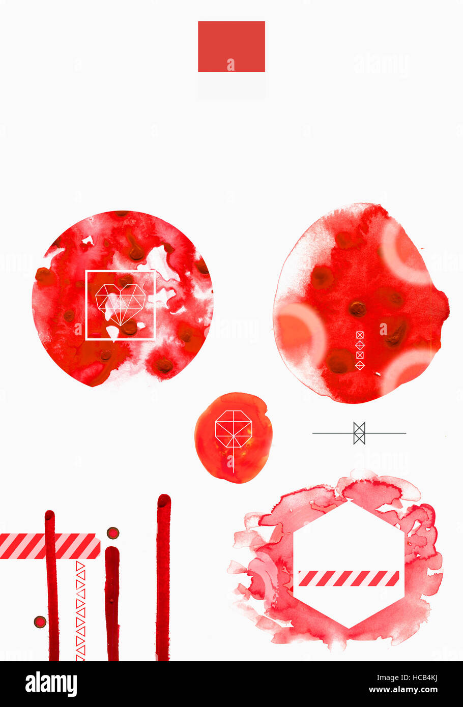 Various watercolor red patterns Stock Photo - Alamy