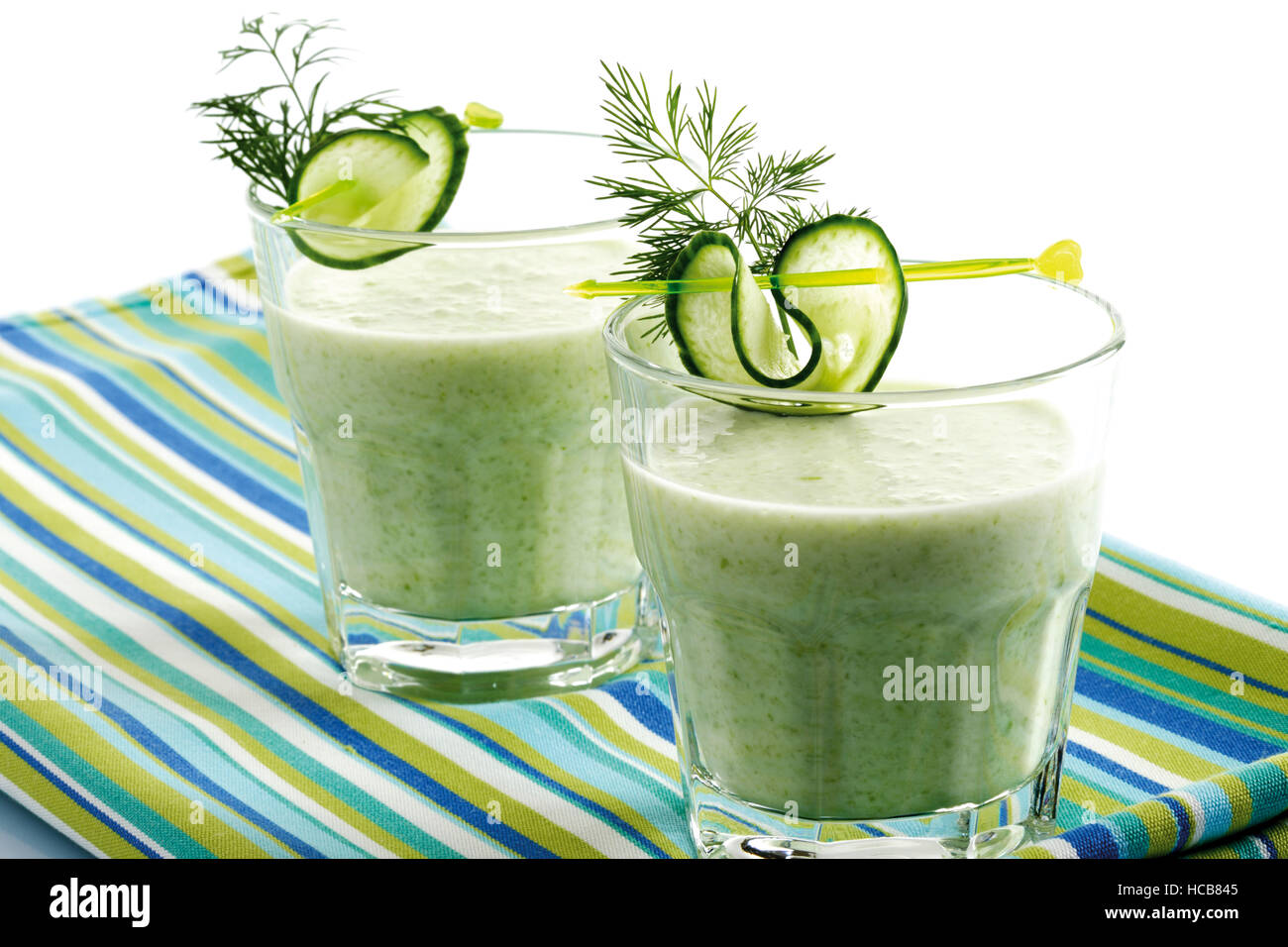 Cucumber soup in glasses Stock Photo Alamy