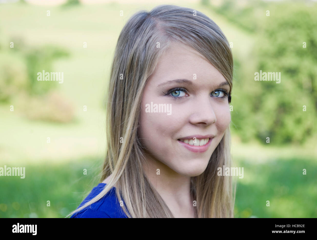 Girl blonde 12 years blue eyes hi-res stock photography and images - Alamy