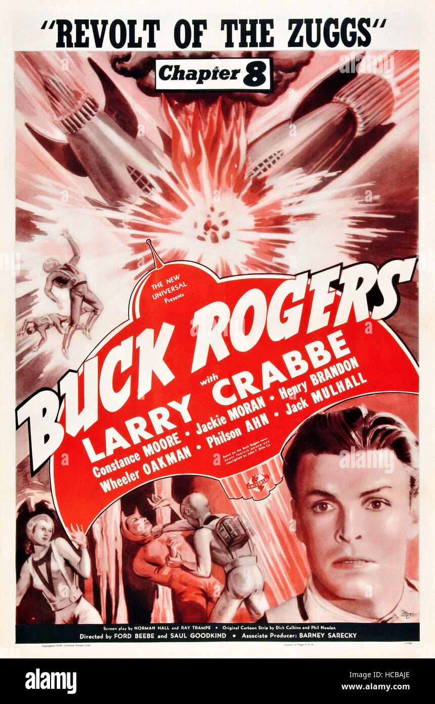 BUCK ROGERS, bottom: Larry Crabbe in 'Chapter 8: Revolt of the Zuggs', poster art, 1939 Stock Photo
