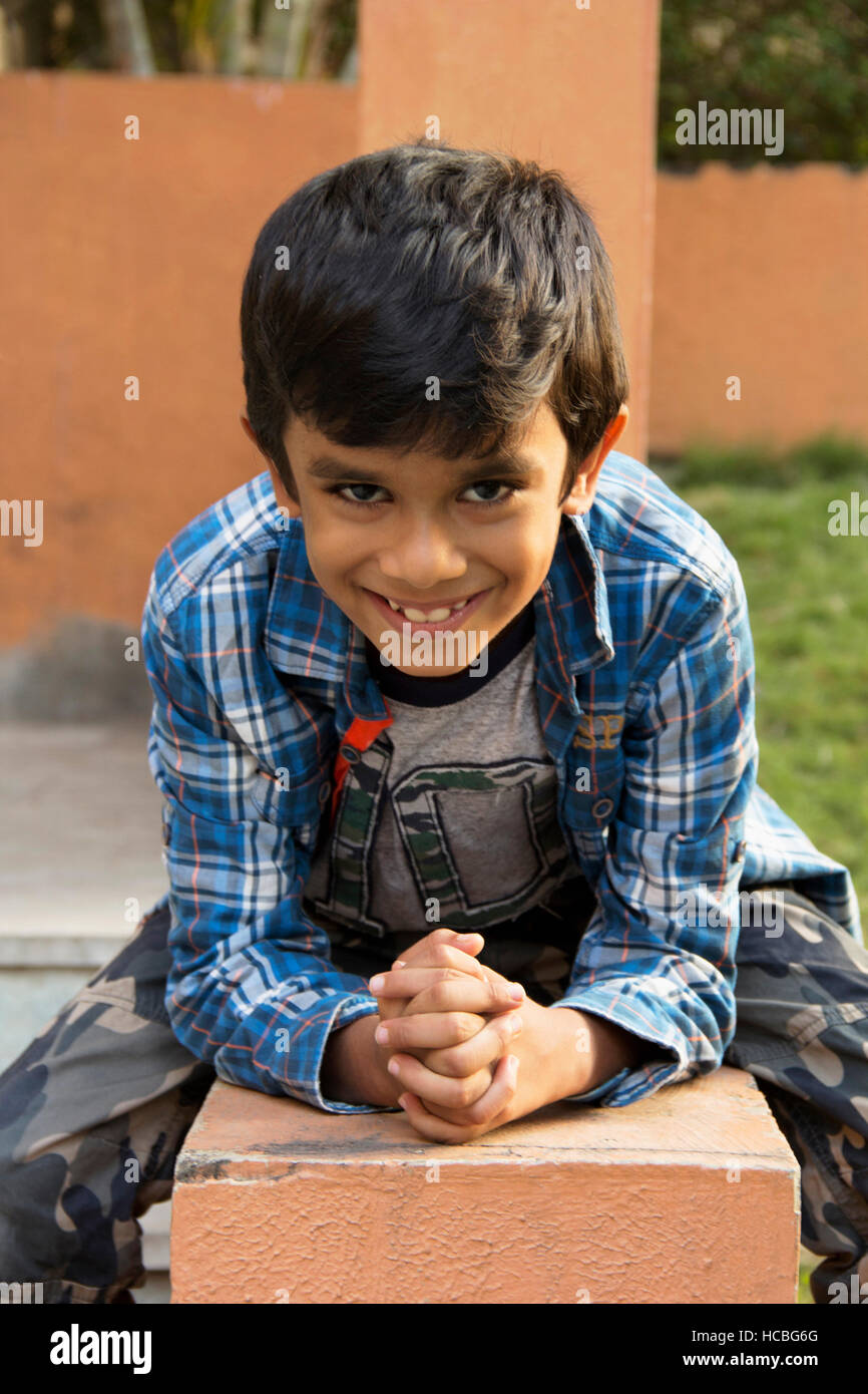 Smiling cute Indian boy Stock Photo - Alamy