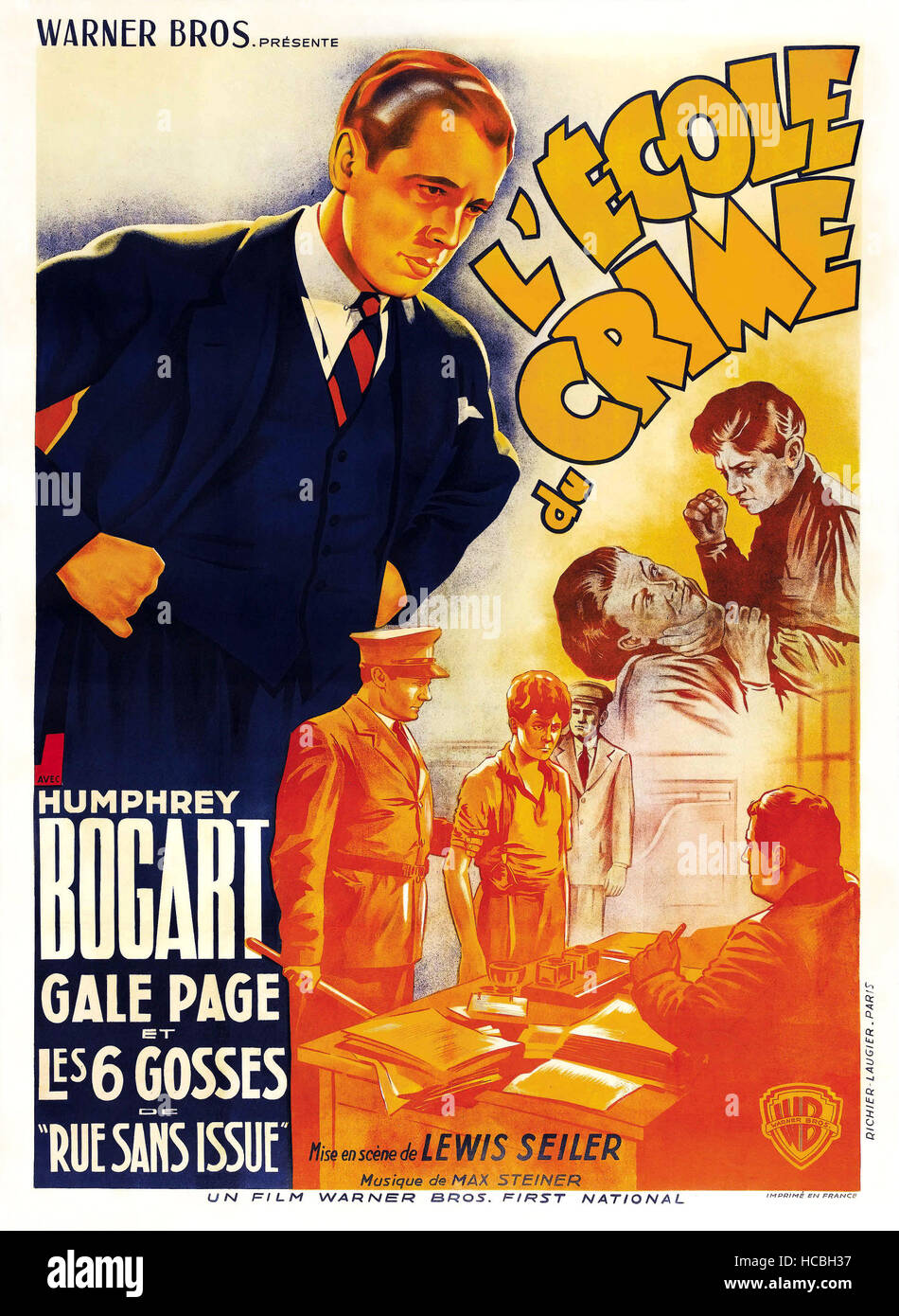 CRIME SCHOOL, (aka L'ECOLE CRIME), Humphrey Bogart on French poster art