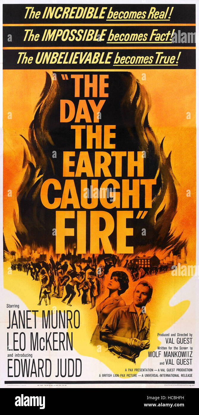 THE DAY THE EARTH CAUGHT FIRE, poster art, Munro, Edward Judd
