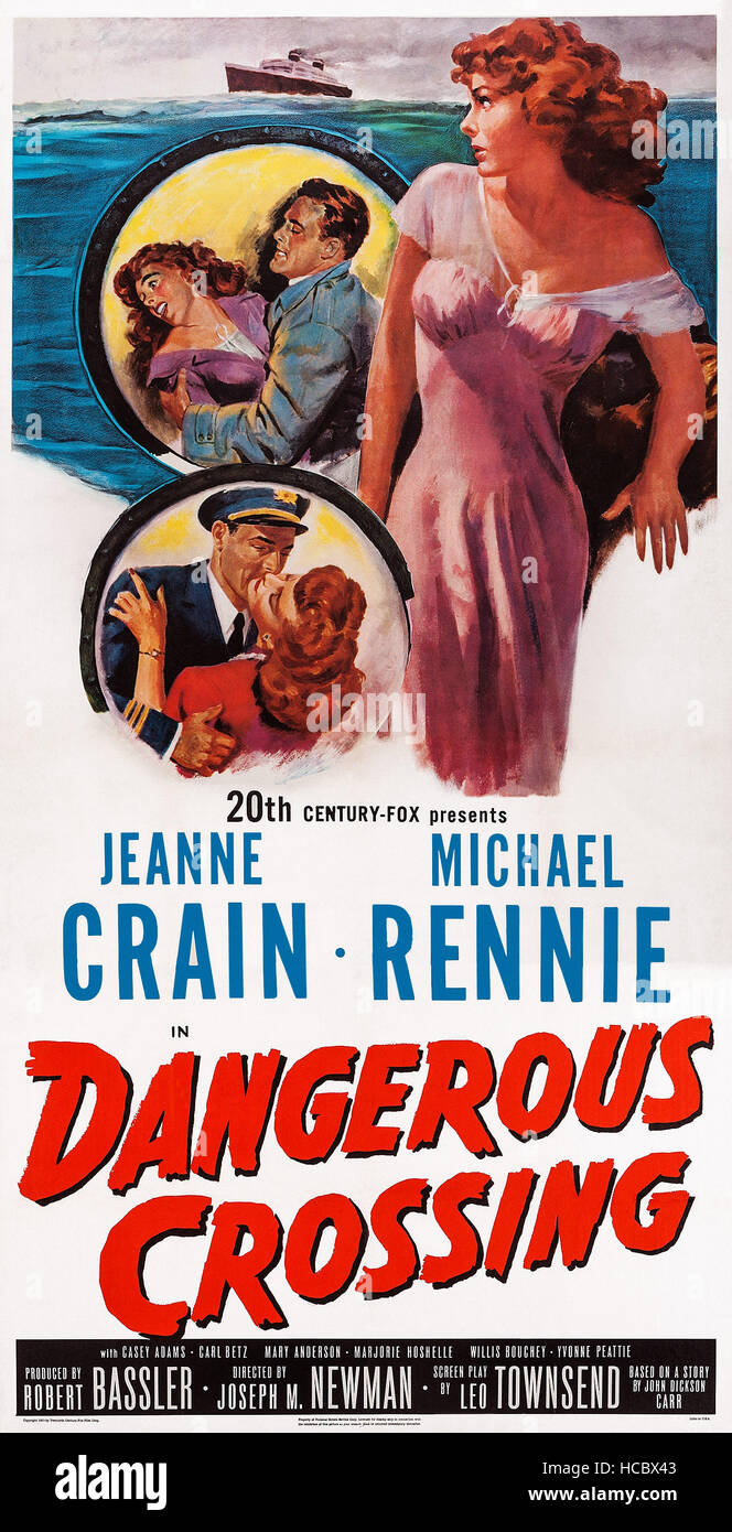 DANGEROUS CROSSING, US poster art, top insert from left: Jeanne Crain