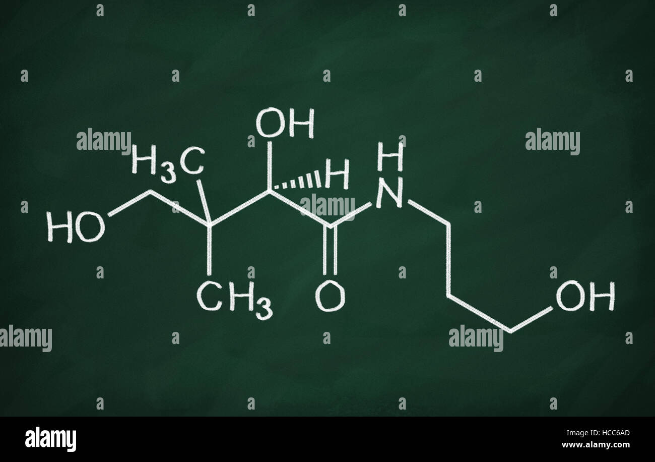 Structural model of Panthenol on the blackboard. Stock Photo