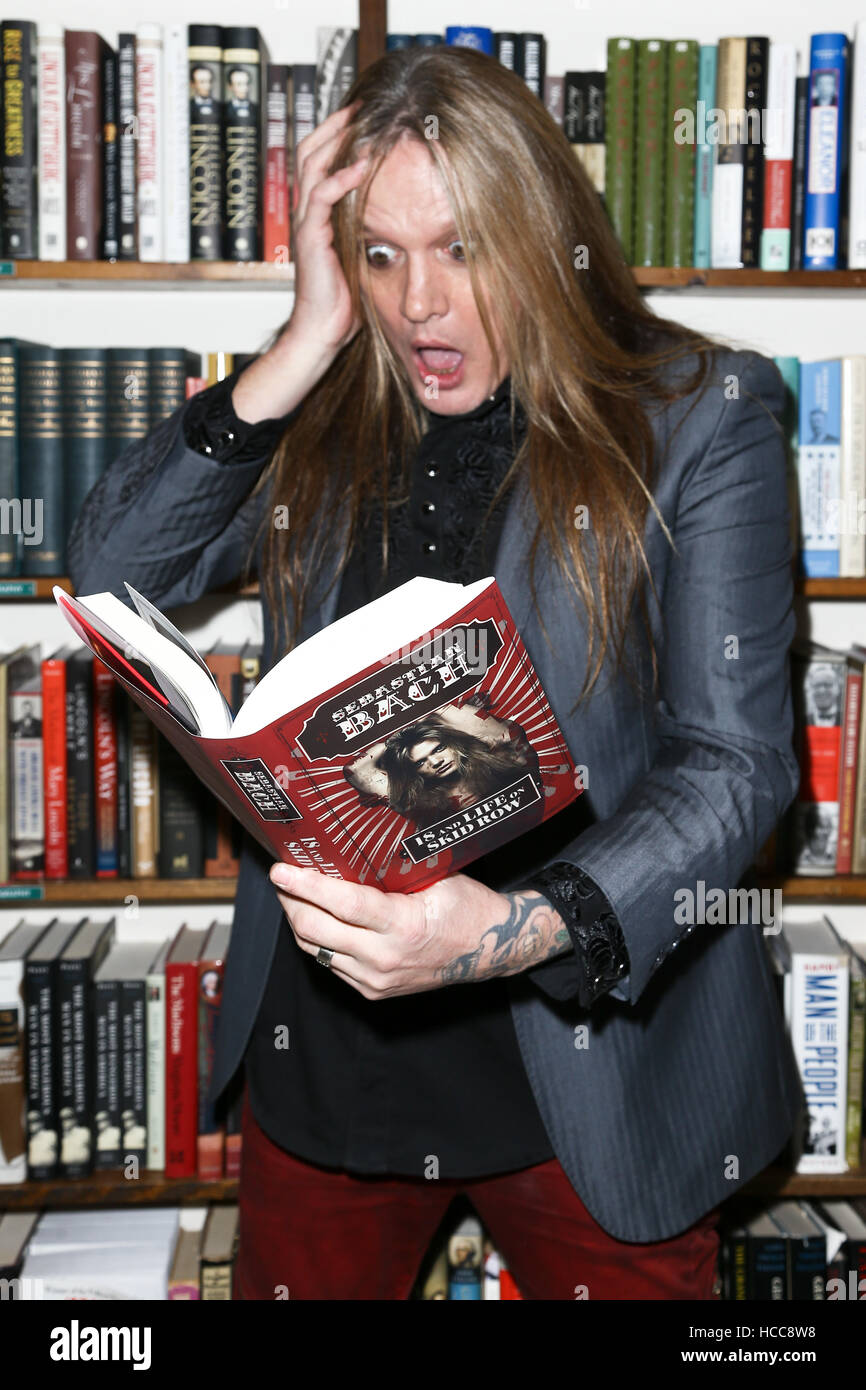Singer Sebastian Bach attends the book signing of '18 and Life on Skid Row' at Book Revue on December 5, 2016 in Huntington, NY. Stock Photo