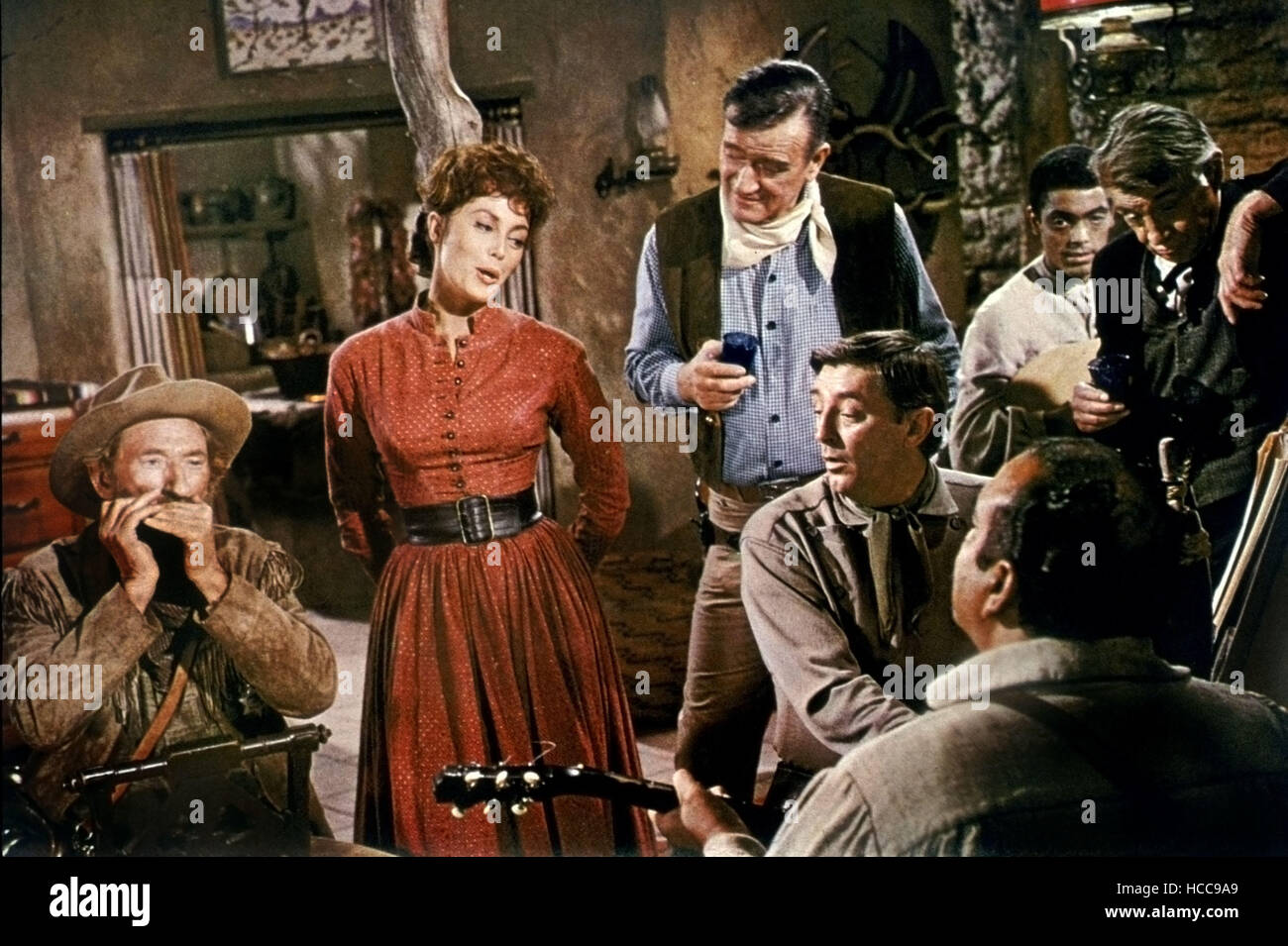 EL DORADO, Arthur Hunnicutt, Charlene Holt, John Wayne, Robert Mitchum