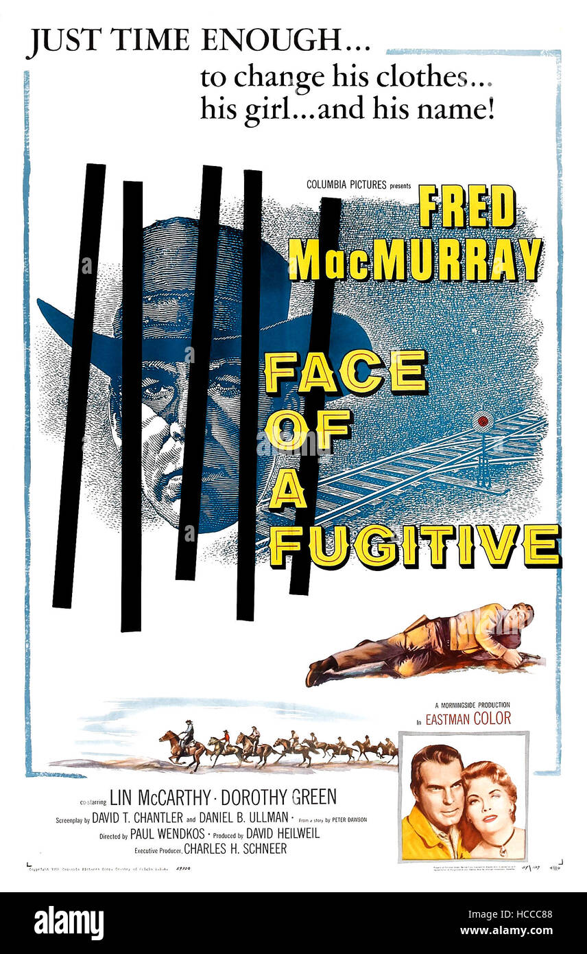 FACE OF A FUGITIVE, U.S. poster art, bottom right: Fred MacMurray, Dorothy  Green, 1959 Stock Photo - Alamy, image size:856x1390