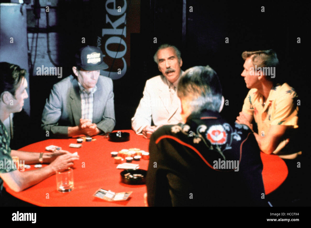 FUNNY MAN, Christopher Lee (center, white suit), 1994. ©Arrow Video