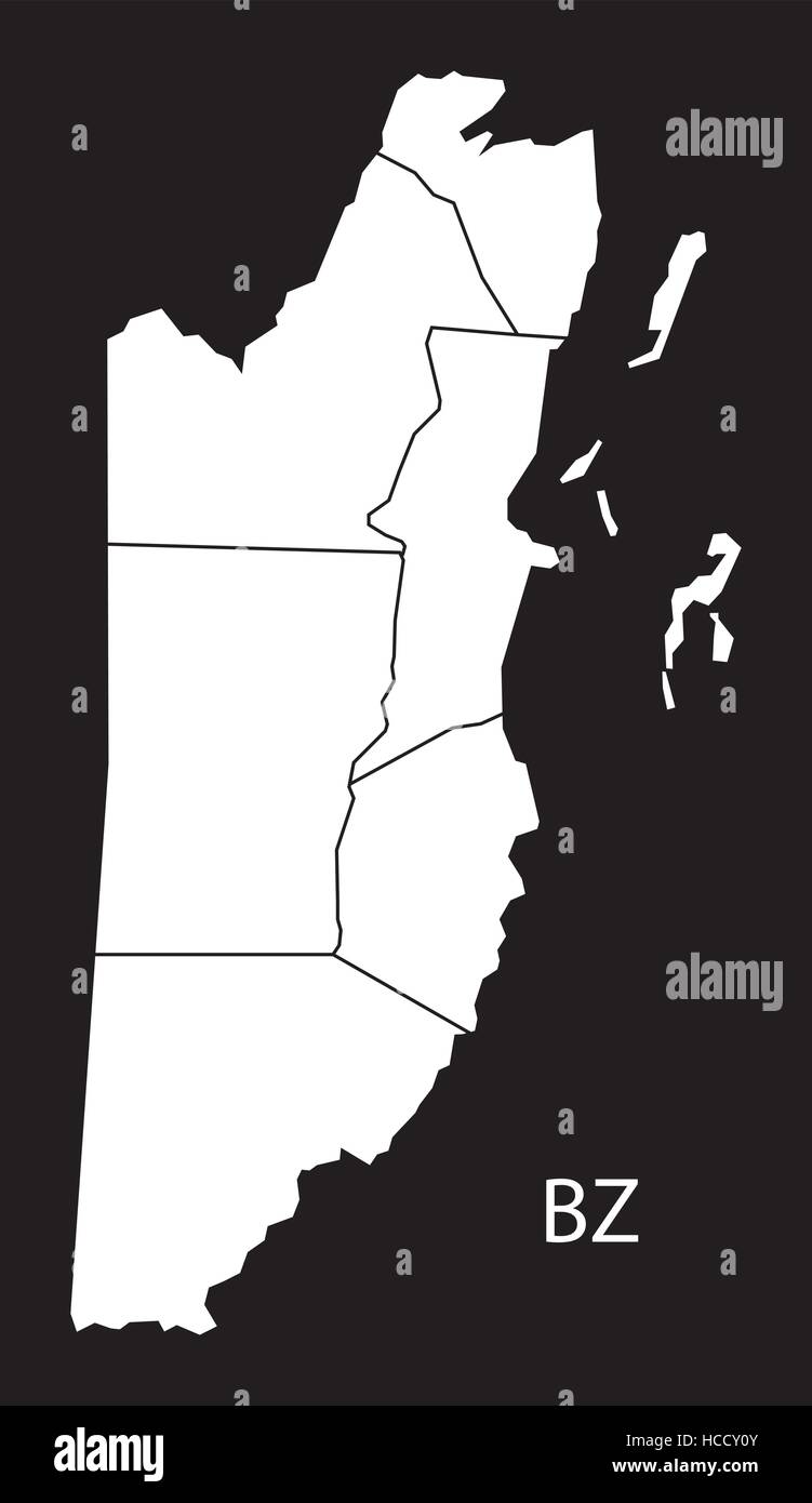 Belize districts Map black country illustration Stock Vector Image ...