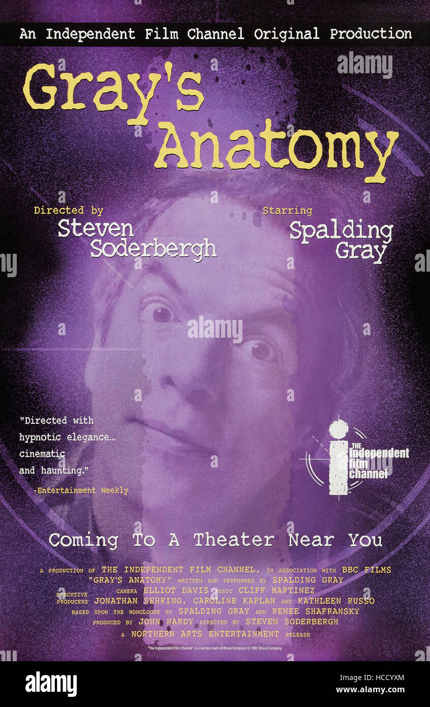 GRAY'S ANATOMY, US advance poster art, Spalding Gray, 1996. ©Northern