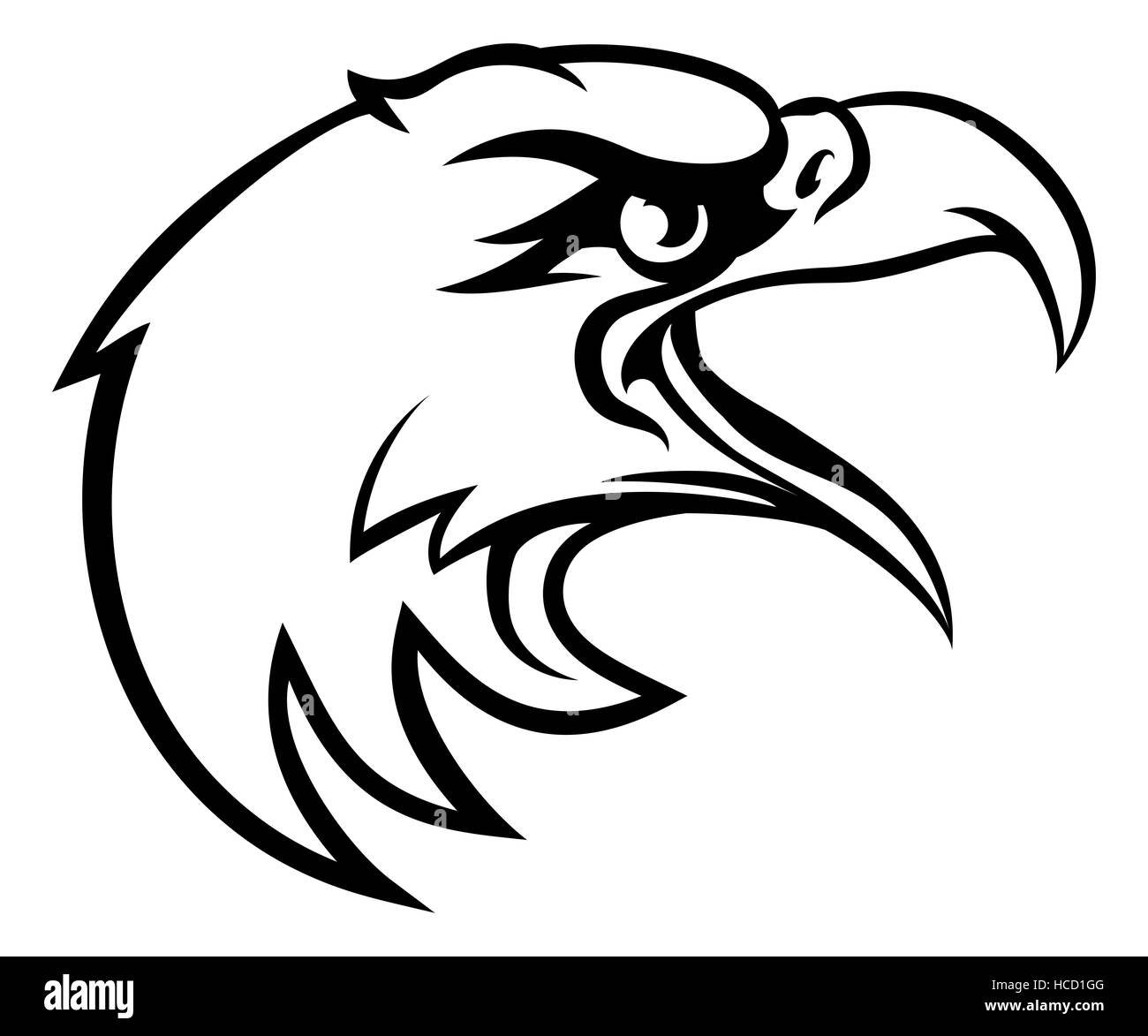 Eagle bird character sports mascot head in profile Stock Photo