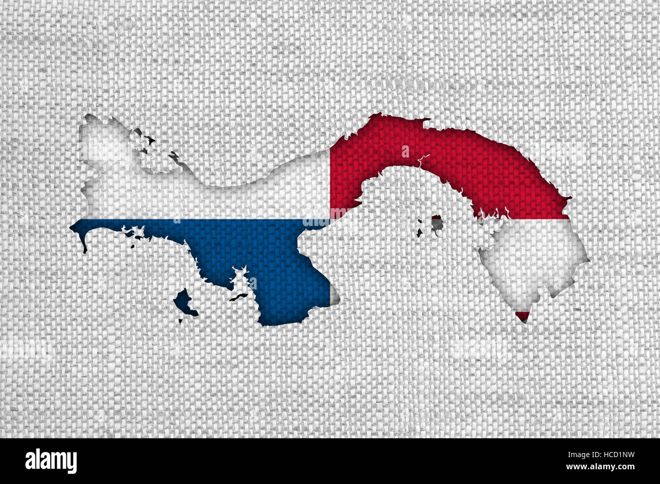 Map and flag of Panama on old linen Stock Photo