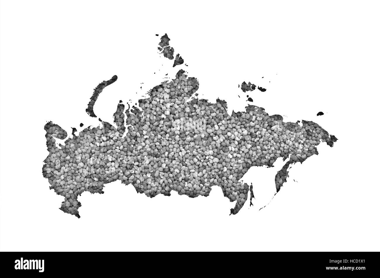 Map of Russia on poppy seeds Stock Photo