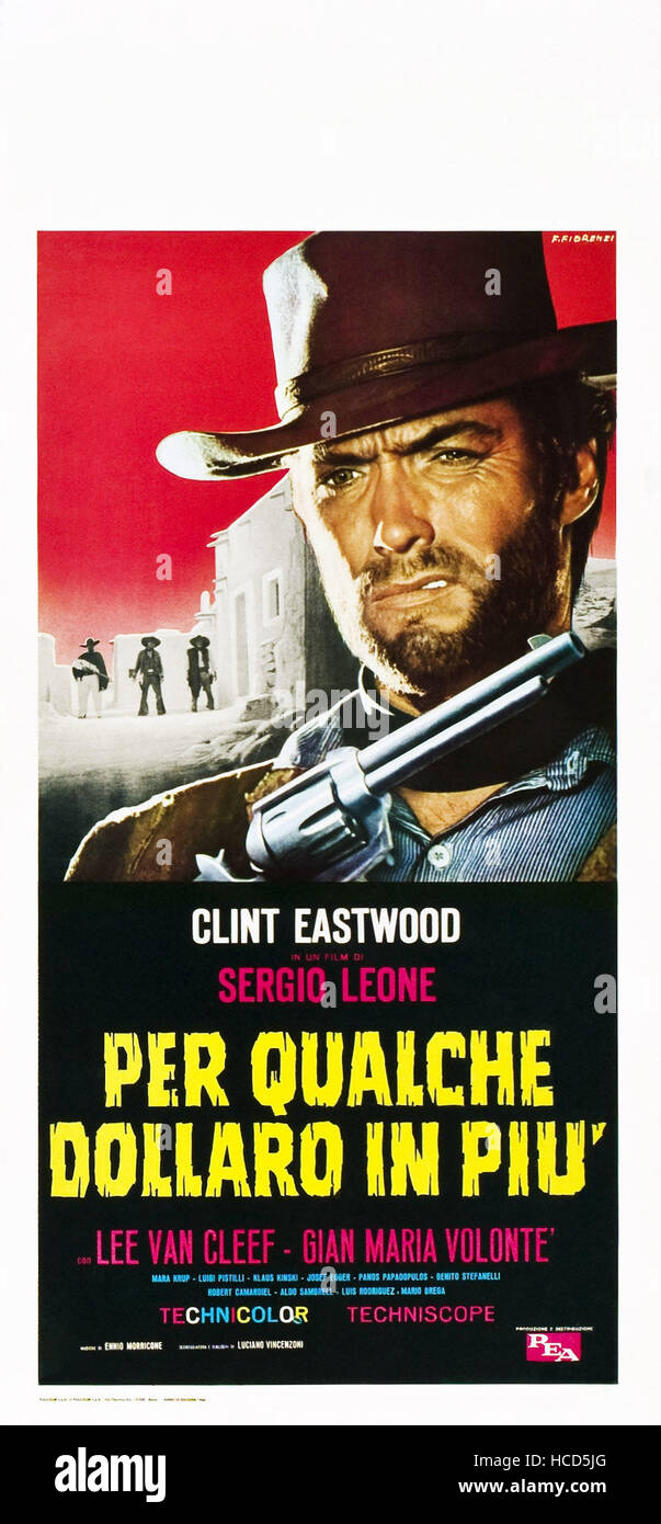 FOR A FEW DOLLARS MORE (aka POR QUALCHE DOLLARO IN PIU) , Clint Eastwood on Italian poster art, 1965 Stock Photo