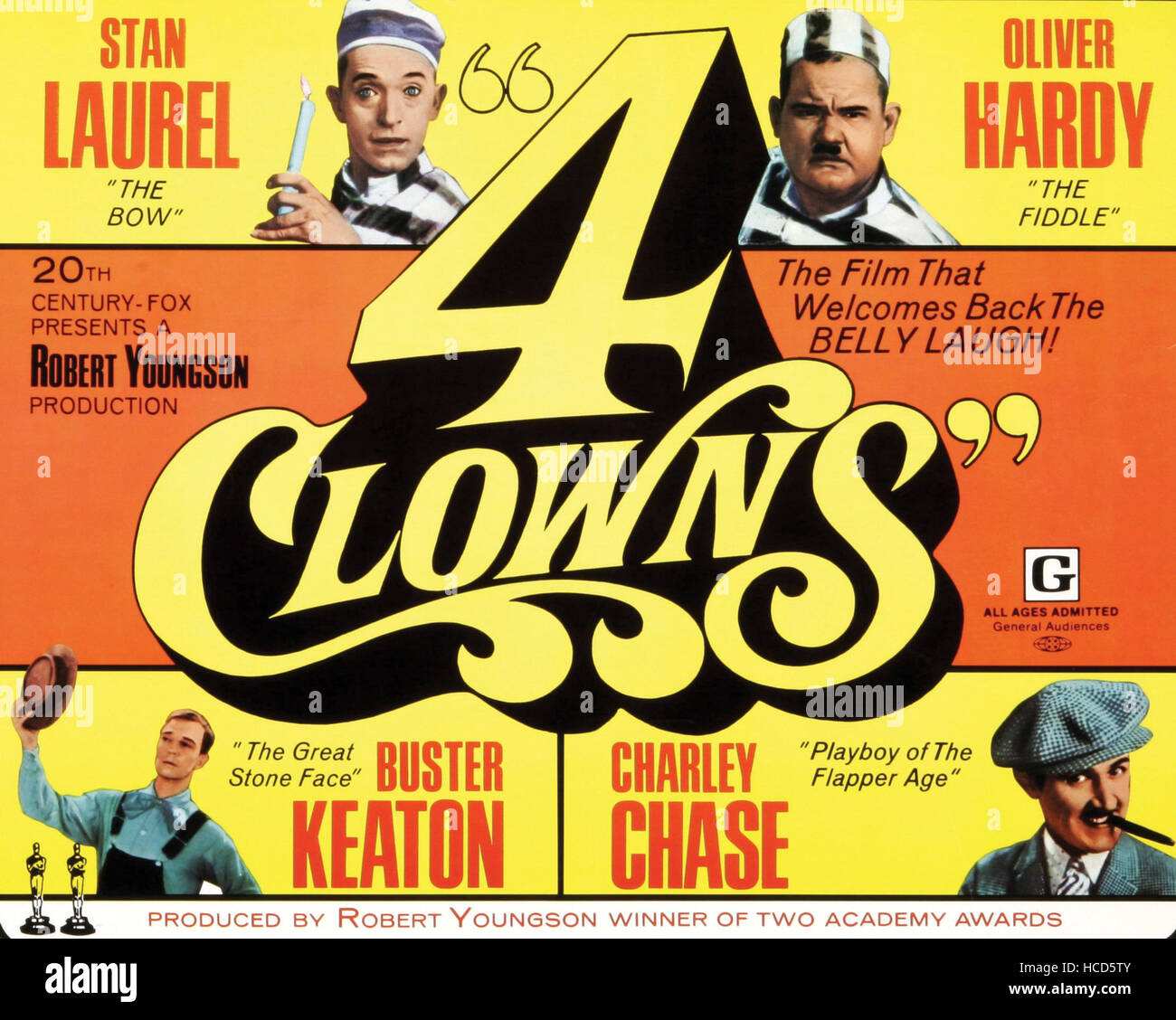 4 CLOWNS, top lr Stan Laurel, Oliver Hardy, bottom lr Buster Keaton