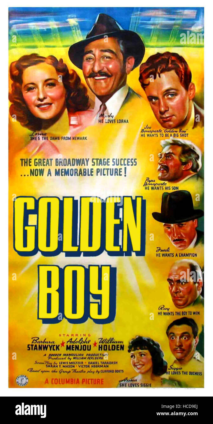 GOLDEN BOY, Barbara Stanwyck, Adolphe Menjou, William Holden, Lee J ...