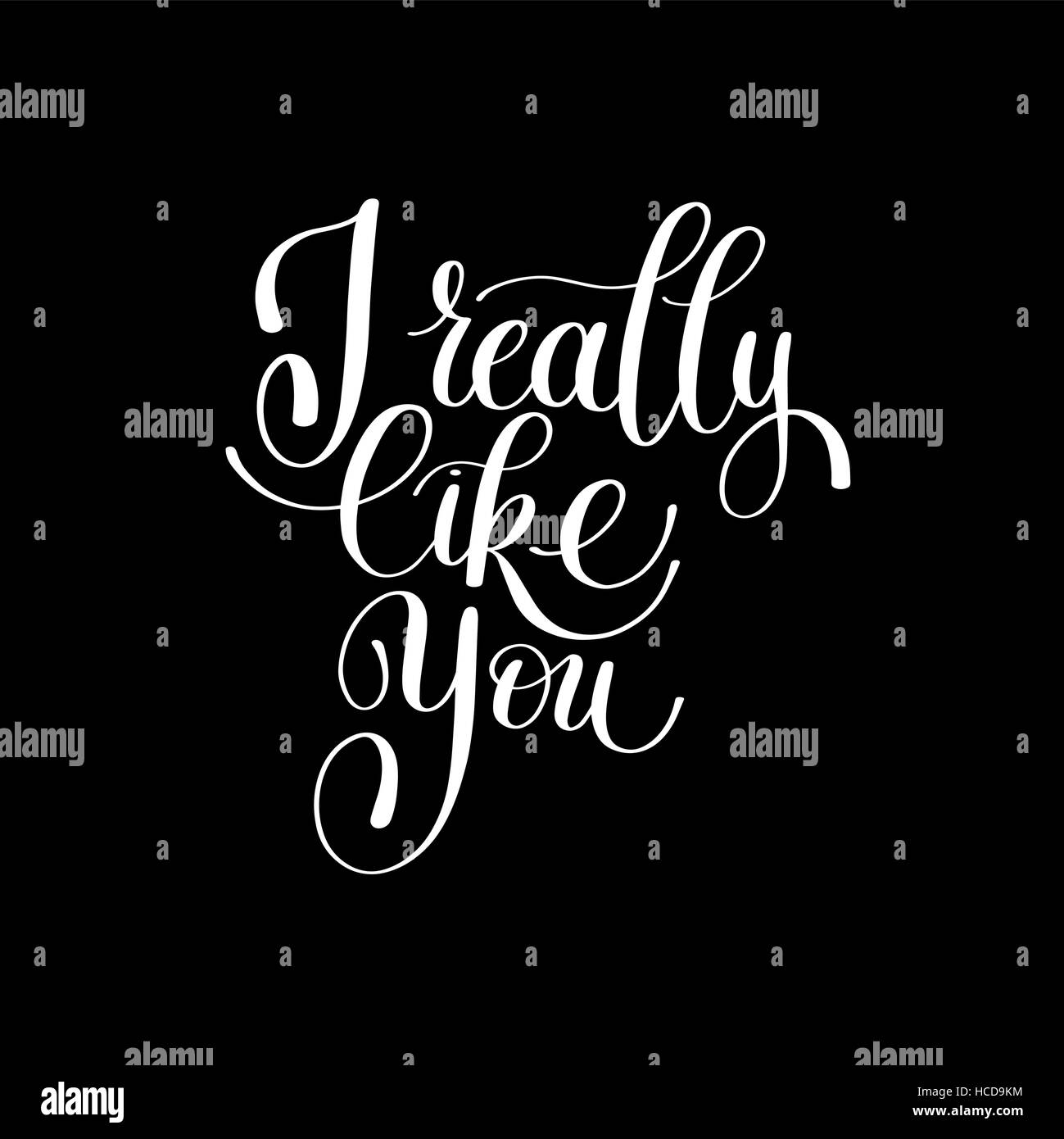 I Really Like You. Love Letter, Message Text English Handwriting Stock Vector