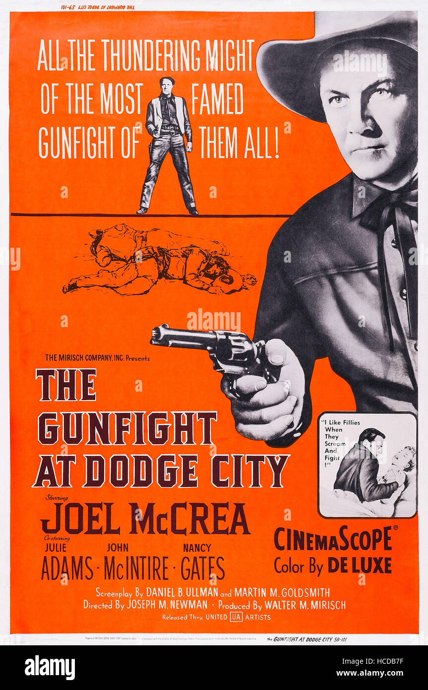THE GUNFIGHT AT DODGE CITY, US poster, Joel McCrea, 1959 Stock Photo