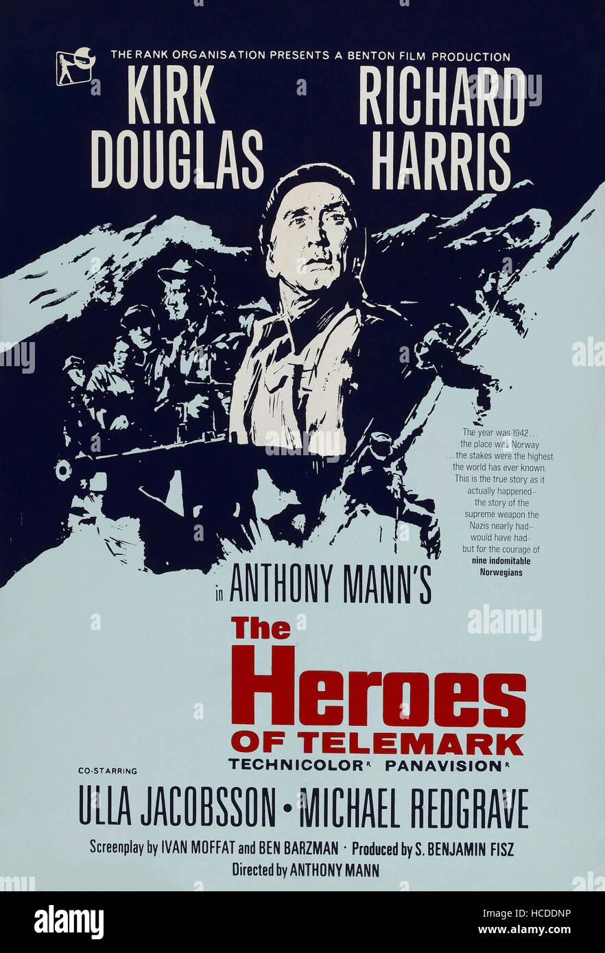 THE HEROES OF TELEMARK, British poster, Kirk Douglas, 1965 Stock Photo