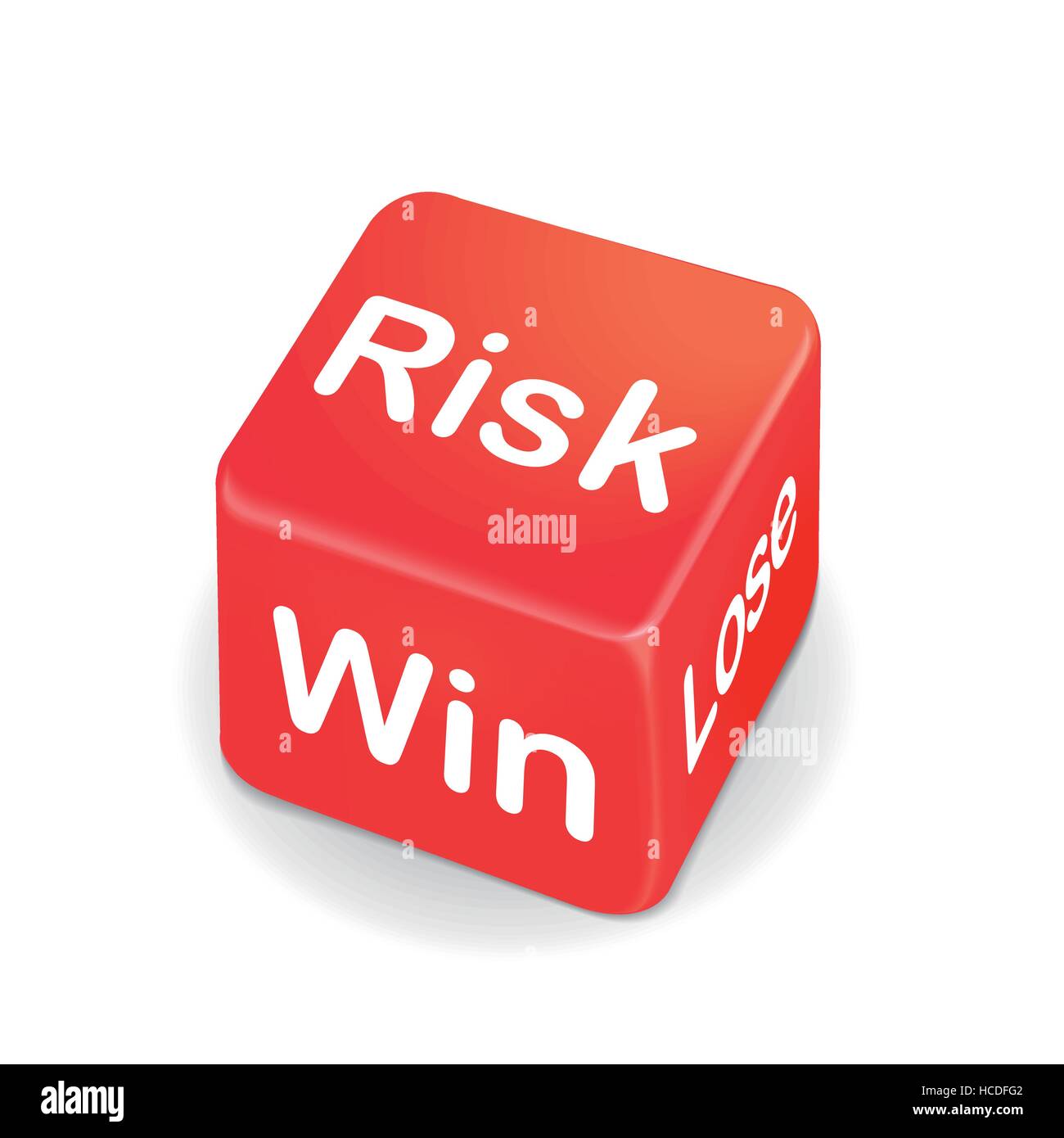 risk, win and lose words on red dice isolated on white background Stock Vector