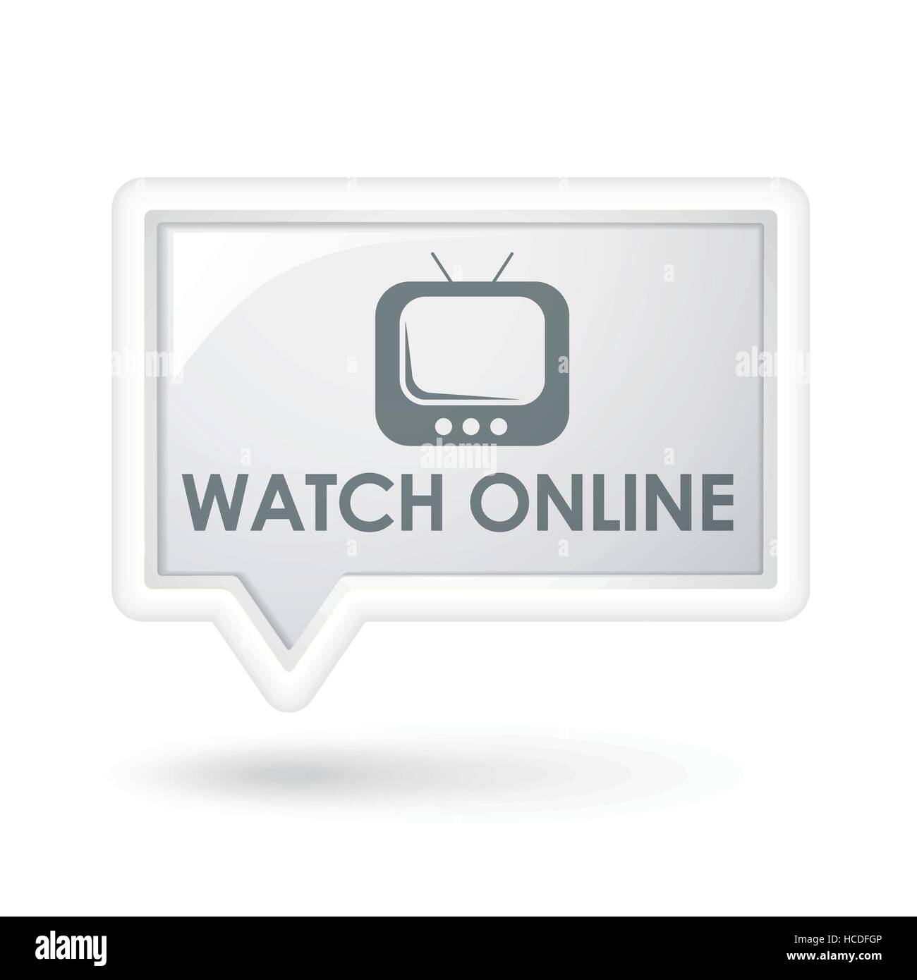 watch online words on a speech bubble over white Stock Vector