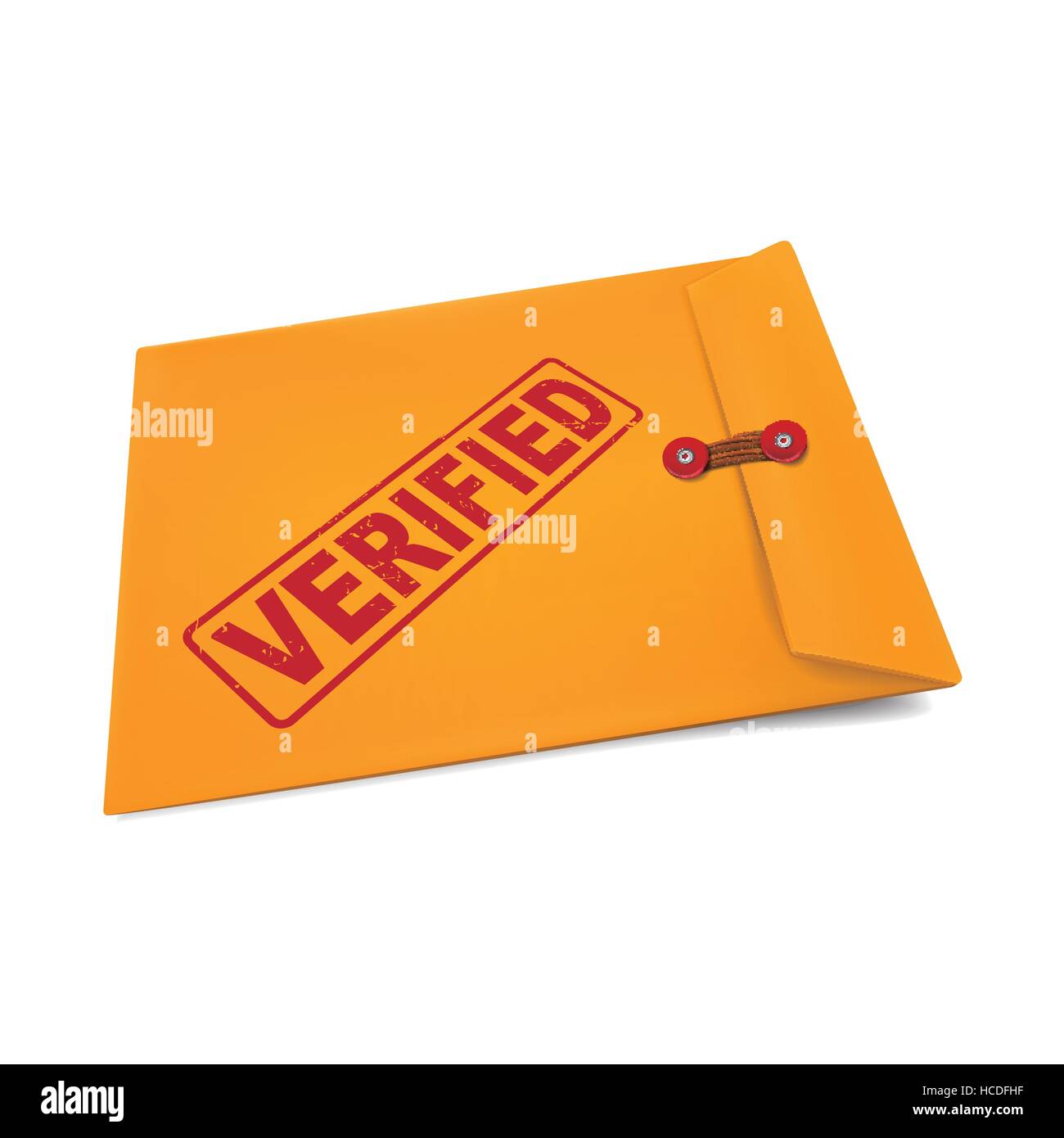 verified stamp on manila envelope isolated on white Stock Vector