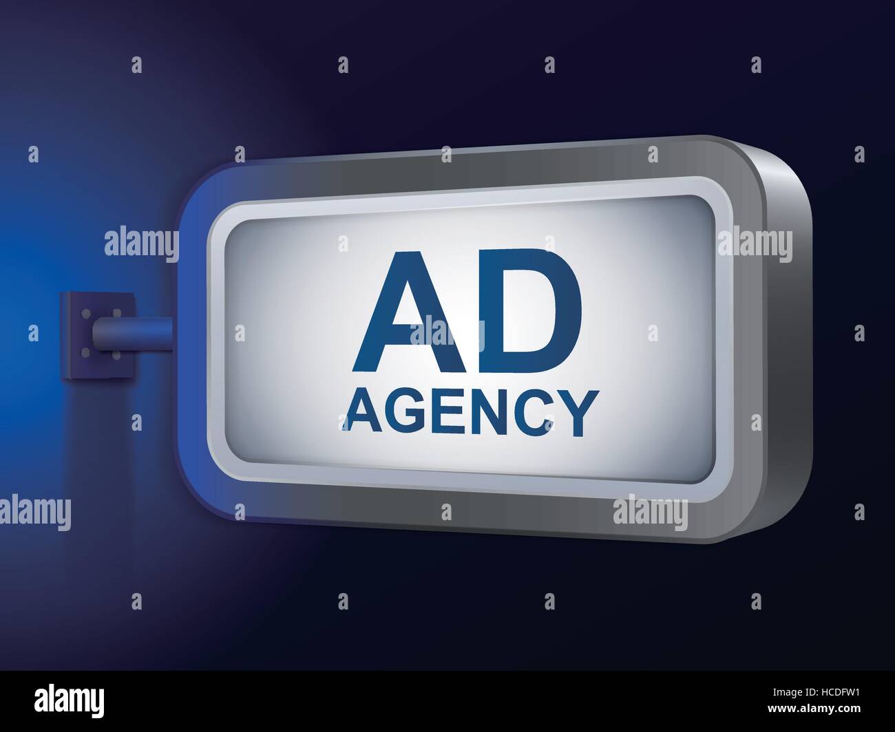 ad agency words on billboard over blue background Stock Vector