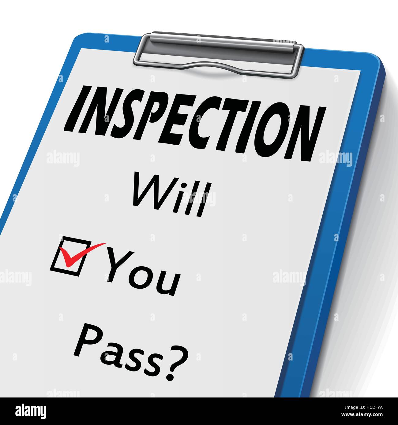 inspection clipboard with check boxes marked for will you pass Stock