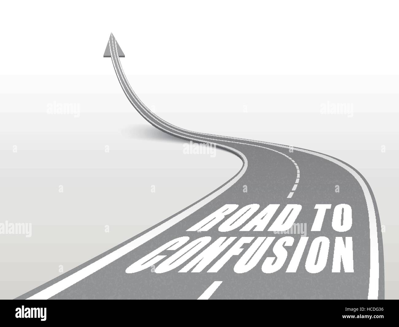 road to confusion words on highway road going up as an arrow Stock ...