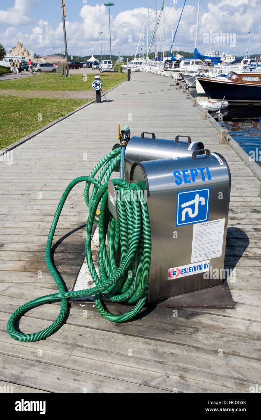 septic tank service at harbour, Lappeenranta Finland Stock Photo