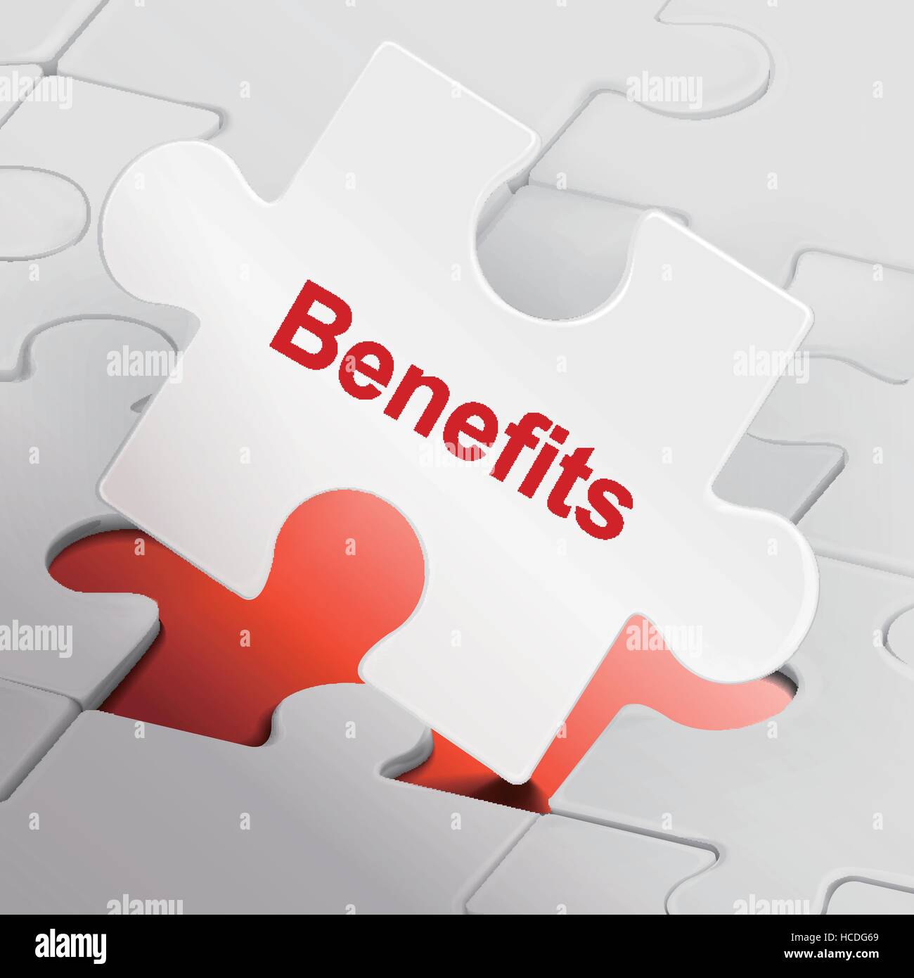 benefits word on white puzzle pieces background Stock Vector Image