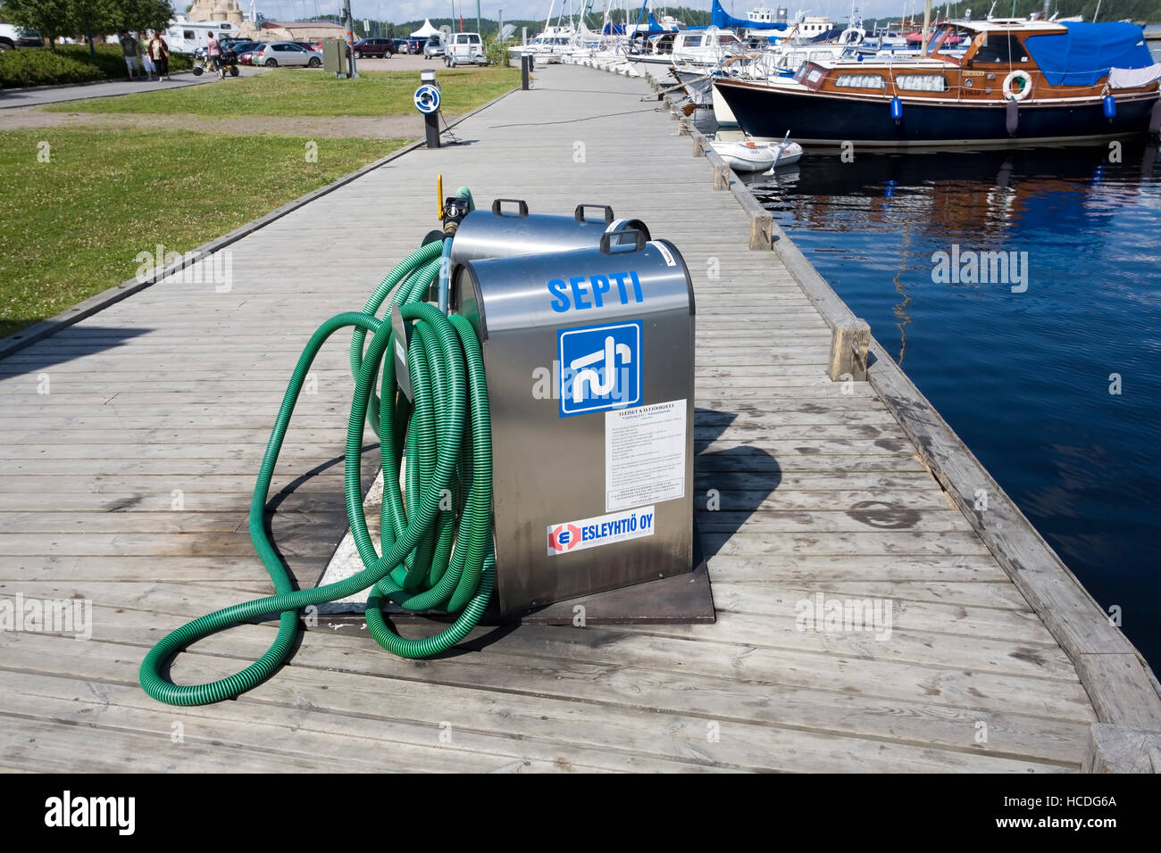 septic tank service at harbour, Lappeenranta Finland Stock Photo