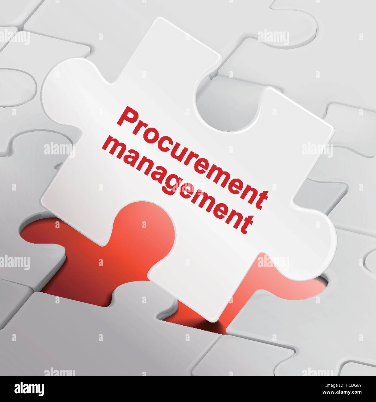 procurement management on white puzzle pieces background Stock Vector