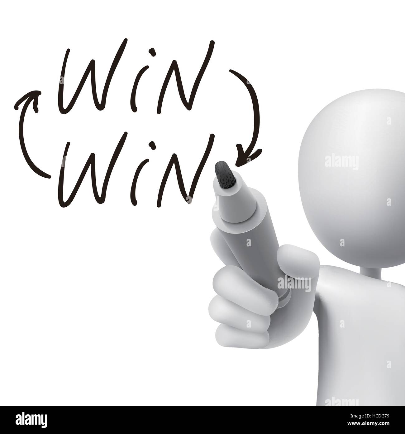 win word written by 3d man over white Stock Vector