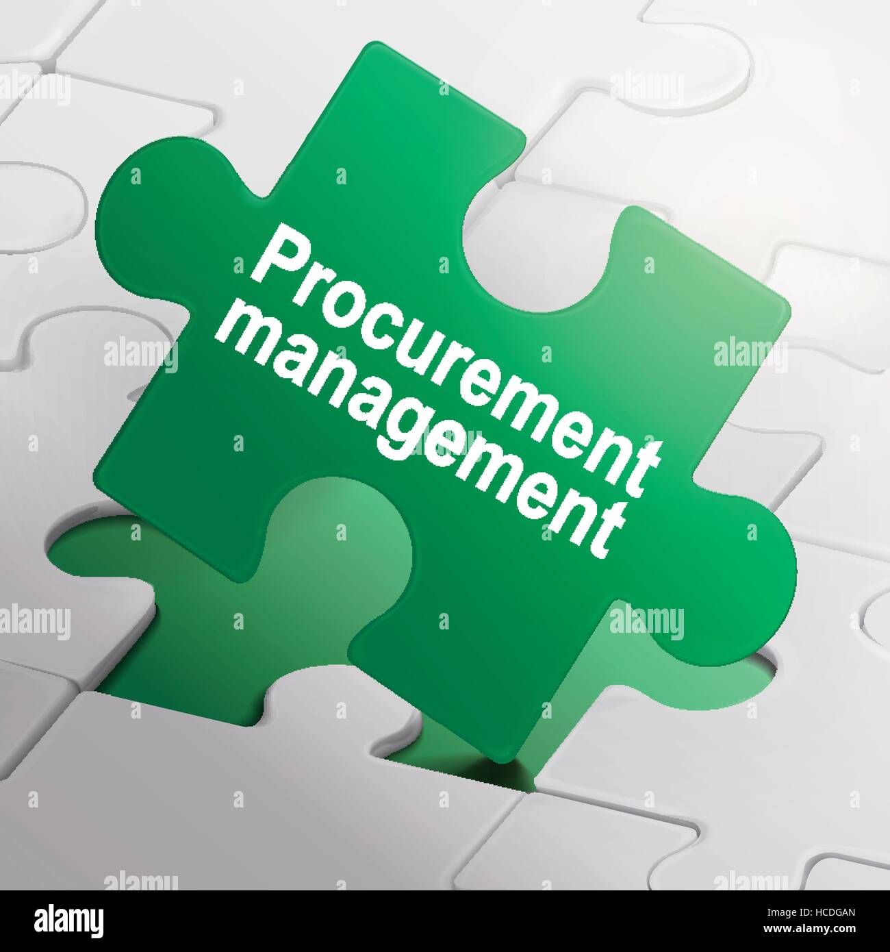 procurement management on green puzzle pieces background Stock Vector
