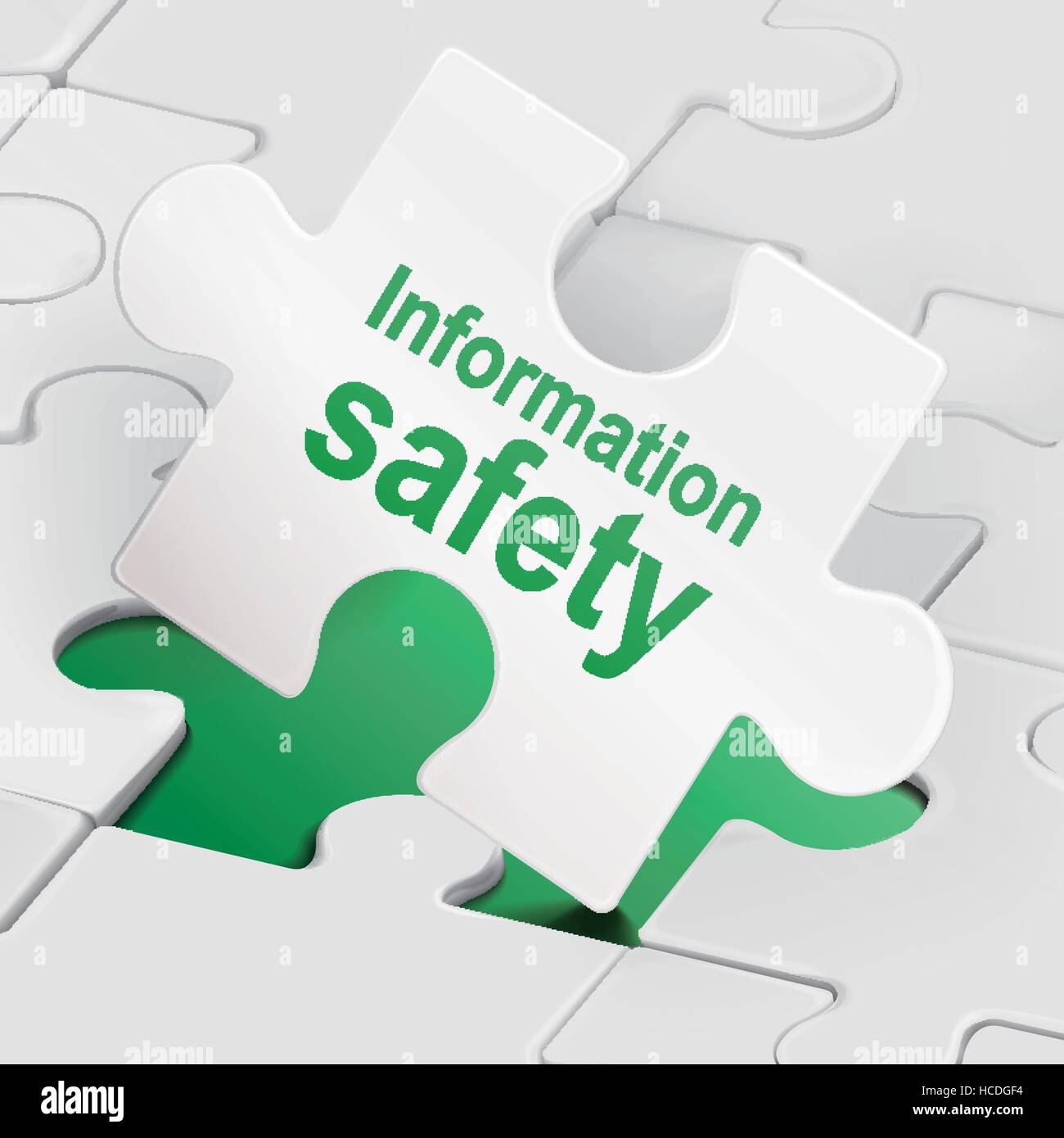information safety on white puzzle pieces background Stock Vector Image