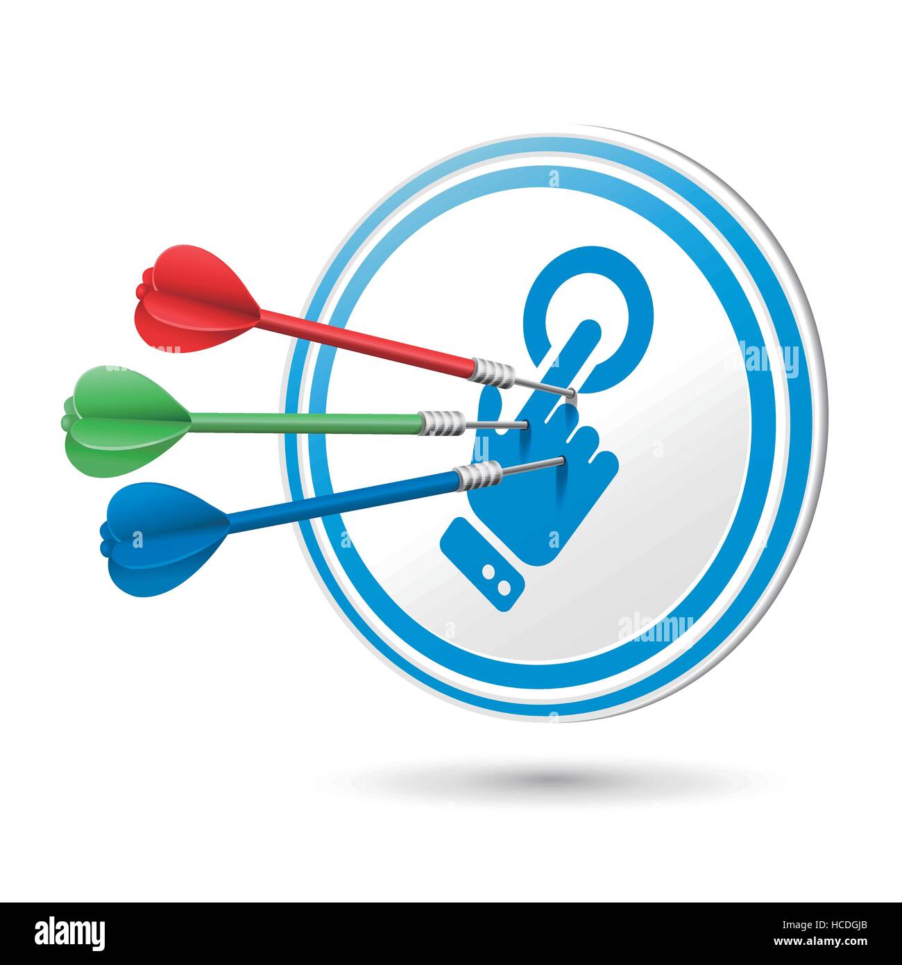 touch concept target with darts hitting on it over white Stock Vector