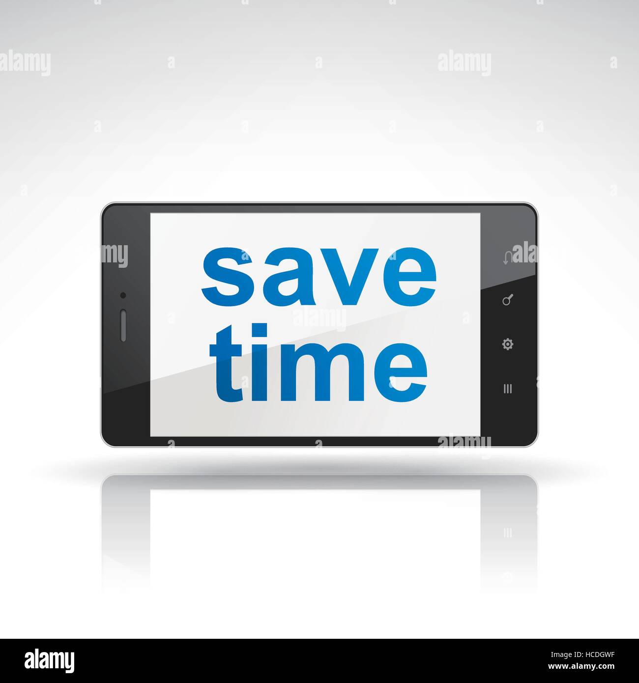 save time words on mobile phone isolated on white Stock Vector