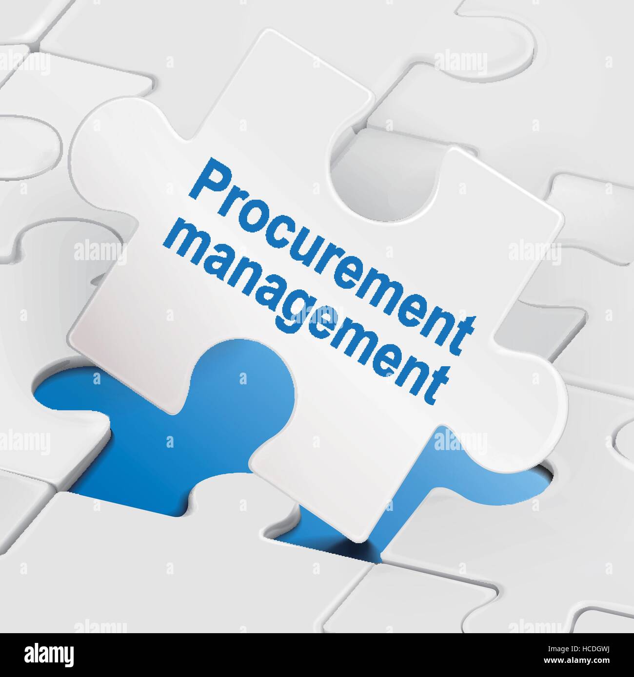 procurement management on white puzzle pieces background Stock Vector