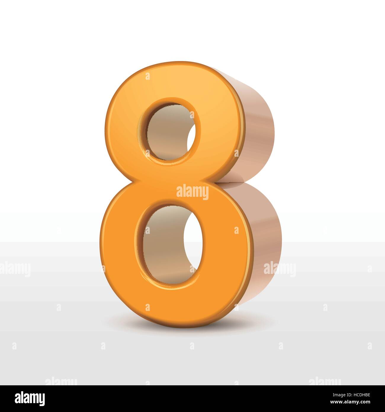 Shiny Black Metal Number Eight 8 Stock Illustration
