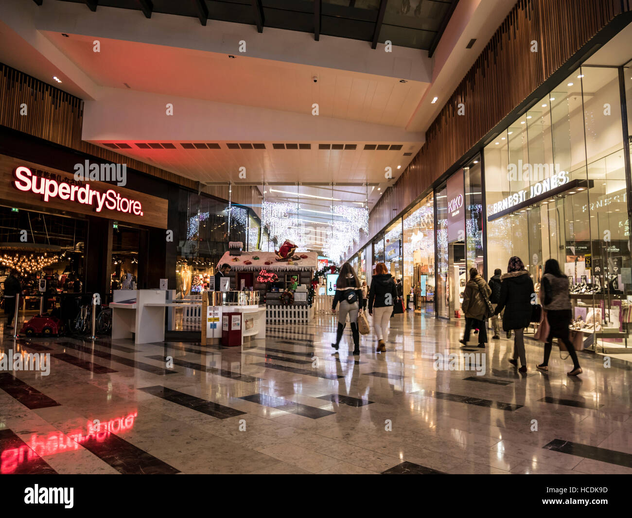 Inside the new Broadway shopping centre in Bradford City Centre, ready for  Christmas with lots of decorations everywhere Stock Photo - Alamy