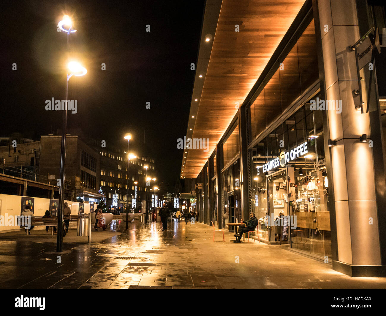 Shops and restaurants outside The Broadway shopping centre, Bradford