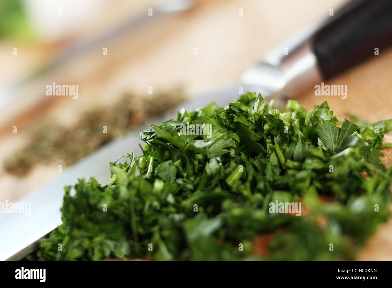 Minced parsley. Making Salmon in Puff Pastry Series Stock Photo Alamy