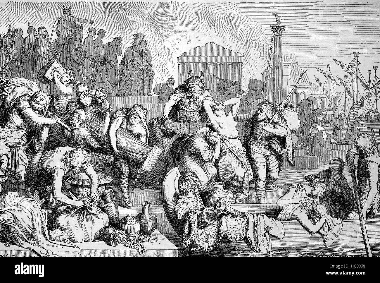 Retreat of the Vandals from Rome, Sack of Rome, 455, the story of the ancient Rome, roman Empire, Italy Stock Photo