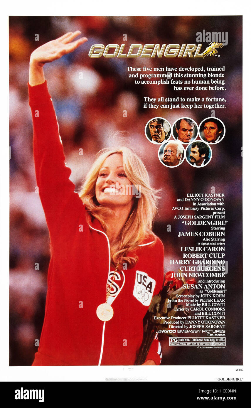 GOLDENGIRL, US poster art, left: Susan Anton; insets from top left